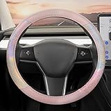 Carbella Mermaid Rainbow Steering Wheel Cover, Standard 15 Inch Size Fits Most Vehicles, Cute Shiny Multicolor Steering Cover for Car Truck Van SUV, Car Accessories for Women