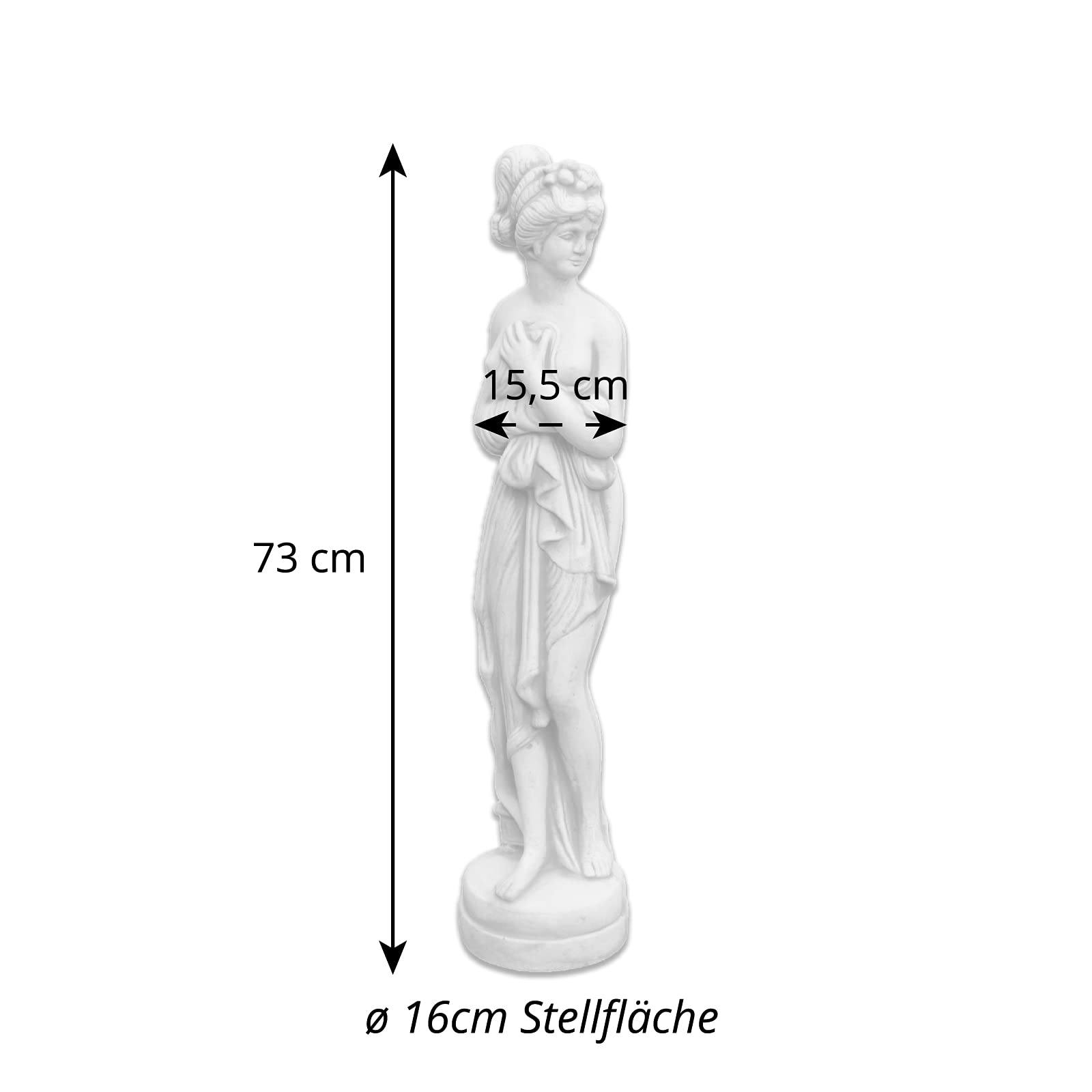 gartendekoparadies.de Statue der Pandora auf Rundem Sockel, Steinfigur, Grau, Frostsicher aus Steinguss, H. 73 cm, 12 kg für Außenbereich