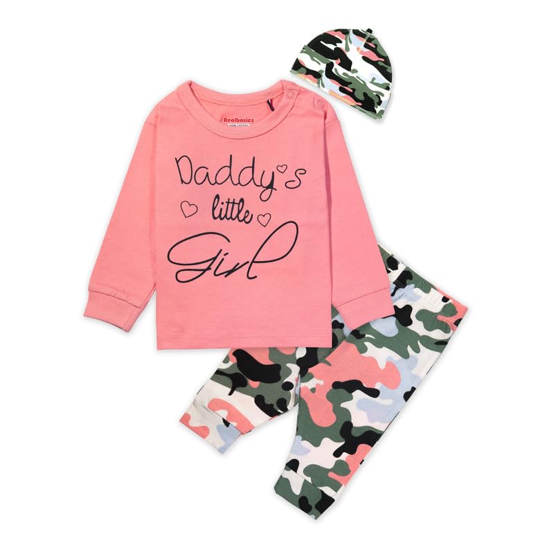 Image of Real Basics Cotton Clothing Sets for Boys & girls - Unisex Clothing sets Full Sleeve T-shirt Pant & Cap