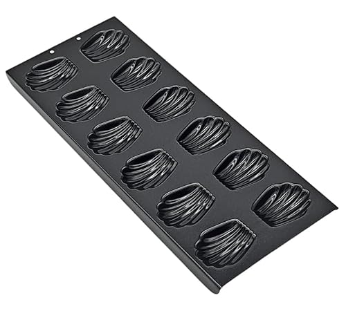 Hera Madeleine Backform, 12 Mulden Bärentatzen-Form, Antihaftbeschichtet, 35 x 14 cm, Metall