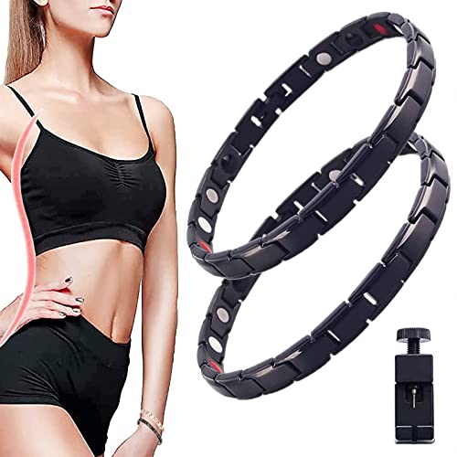 2pcs Imagineitem Bracelet,Magnetic Lymph-Detox Bracelet,Lymph-drainage Magnetisches Armband,Magnetisches Lymph-Entgiftungs-Armband,Magnet Armband mit Einstellwerkzeug(Schwarz) Cover