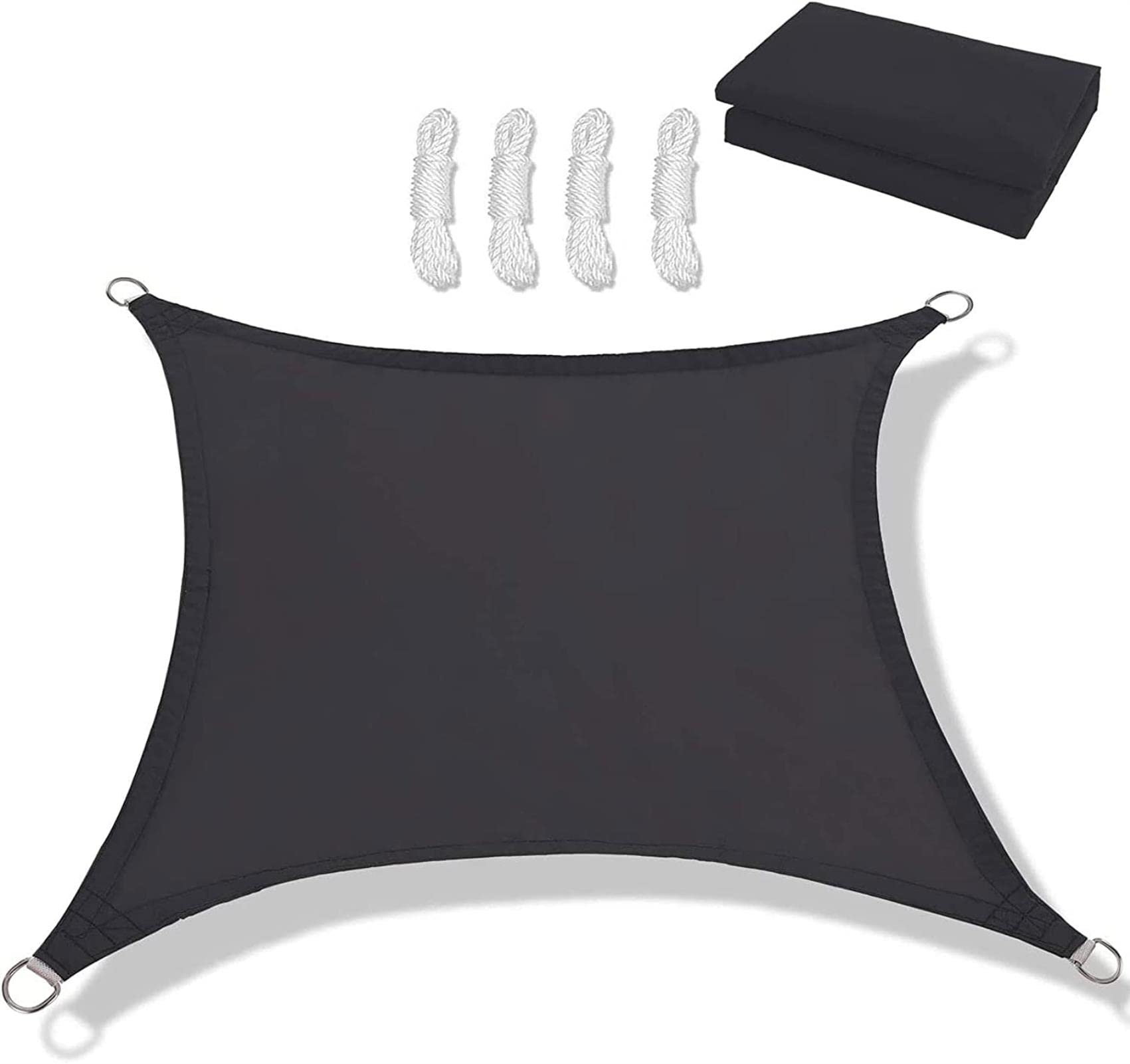 Voile d'ombrage rectangulaire 2x5m noir anti-UV pour terrasse et jardin