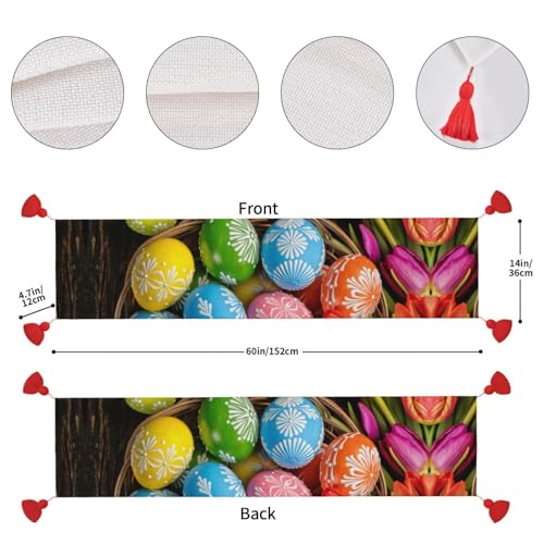 Chemin de table œufs de Pâques de style rustique avec impression textile haute définition