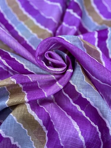 Image of Women's Cotton Blend Striped Print Dupatta with 2.20 Meters | Women's cotton printed dupatta with tassels