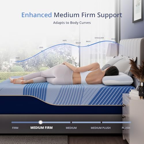 EGOHOME 14 Inch Queen Hybrid Mattress in a Box, Copper Gel Memory Foam for Cool Sleep, Fiberglass-Free, Pressure Relieving, Medium Firm, CertiPUR-US Certified, 80''L x 60''W - Thumbnail 4