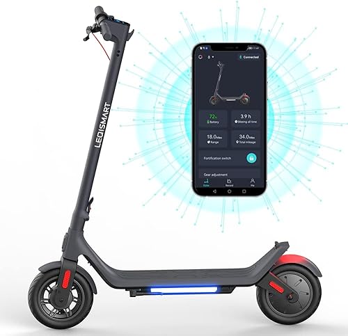Miniatura 1 de LEQISMART Electric Scooter-10 Pneumatic Tires,18.6Miles Long Range,15.5 MPH Max Speed,350W Motor, 220lbs Weight Capacity, Dual Brakes, Foldable