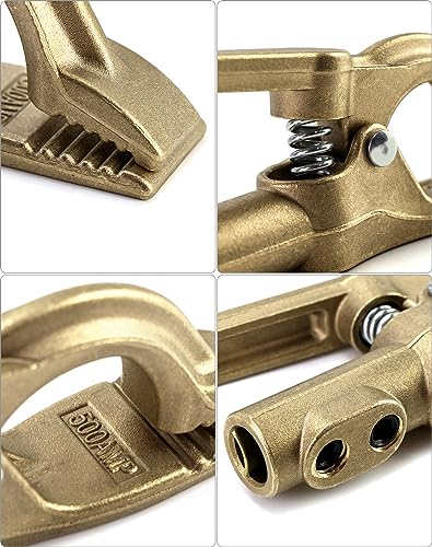 Image of QWORK Welding Ground Clamp, 2 Pack 500A Heavy Duty Tig Welder Earth Clamps