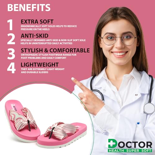 Image of DOCTOR HEALTH SUPER SOFT Women Stylish Bow Platform Slippers | Soft Cushioned Casual Flip Flops | Lightweight Comfortable Everyday Wear Sandals for Indoor Outdoor Use