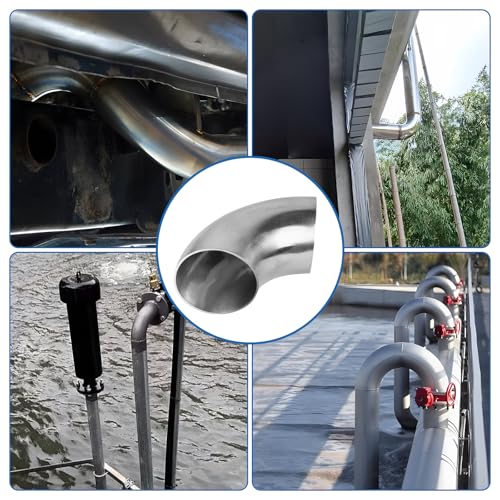 LALAGO Edelstahl Bogen, 90 Grad 51mm Edelstahl Rohrbogen, Rohr Auspuff Bogen, Stahl SS304 Auspuff Dornbiege Elbow, Bending Pipe, 90° Winkelbiegerohrs (90°, 2 inch)