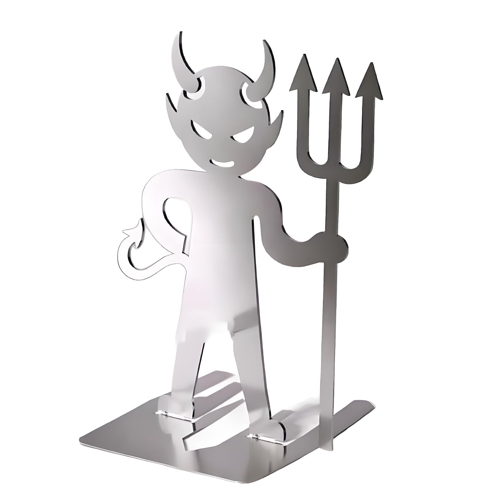 BBQ Sausage Stand Stainless Steel Devil Figure, Compact Freestanding Holder with Sectioned Supports for Backyard Cookouts, Picnic Grills, Home Barbecue Devil Sausage Holder Bbq Stand Grill Skewer Rack