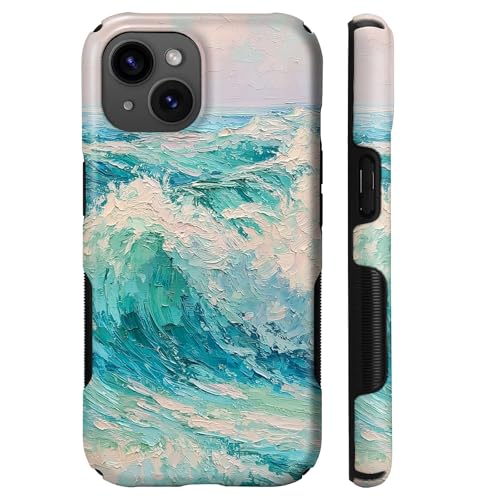 Coque iPhone 15 MagSafe rigide et silicone antichoc motif vague