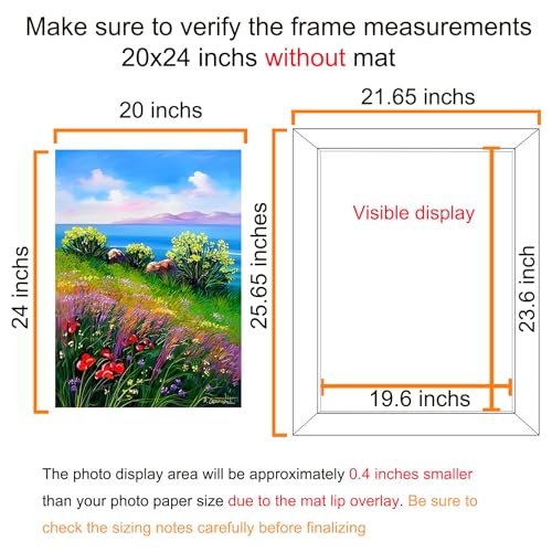 Image of BESCRCL 20x24 Picture Frame Brown, Poster Frames Wall Hanging, Display Pictures 20x24 without Mat, 1 Pack
