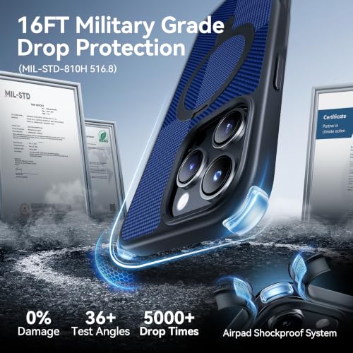 Image of CASEKOO for iPhone 15 Pro Max Case with Ultra-Magnetic Stand, Ocean Blue | [Military Drop Protection] [Compatible with MagSafe] Shockproof Slim Translucent Matte Phone Case for iPhone 15 Pro Max, 6.7 inch