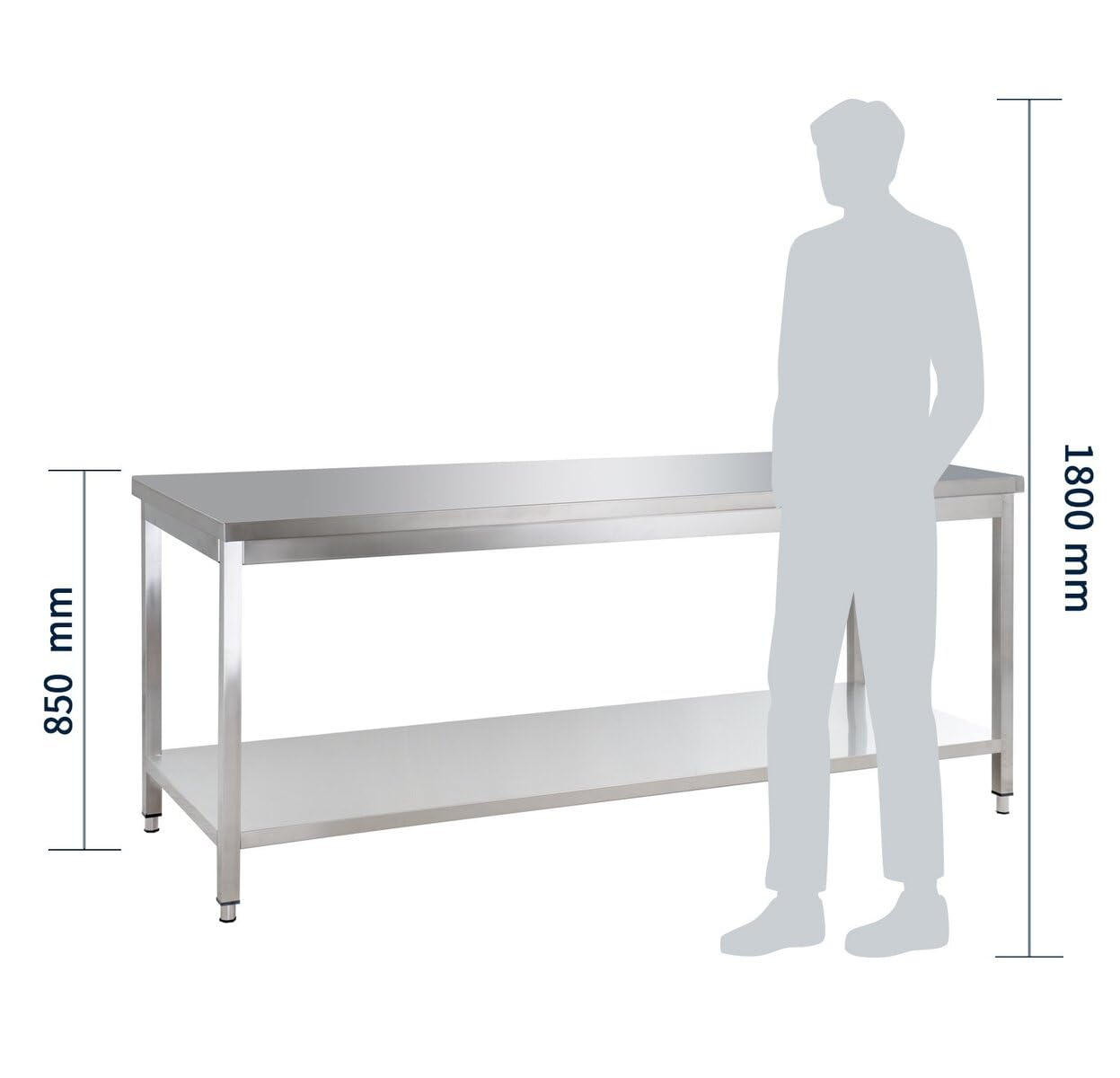 GastroHero Gastro Table de Travail en INOX Basic 20x7 avec Fond, à Monter soi-même | CHR Fournitures de la Restauration