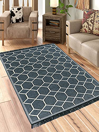 Image of Sparrow WorldGeometric Designer Superfine Exclusive Velvet Chenille Carpet /Area Rug /Bedside Runner (Br-Grey, 6 X 9 (274 X 182 CM)