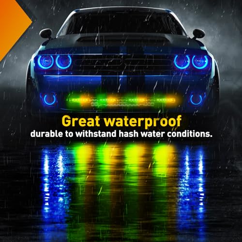 Image of Nilight 6LED Amber Green Emergency Strobe lights Sync Feature Surface Mount | 12V 24V Grille Flashing Warning Hazard Light Ultra Slim for Cars Trucks Van Off Road Vehicles SUV 4PCS
