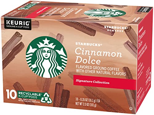 Image of Starbucks Flavored Ground Coffee K-Cup Pods,Cinnamon Dolce,Flavored Ground Coffee Signature Collection,Recyclable K-Cups,10 K-Cup Pods /Box (Pack of 2 Boxes),10 Count (Pack of 2)