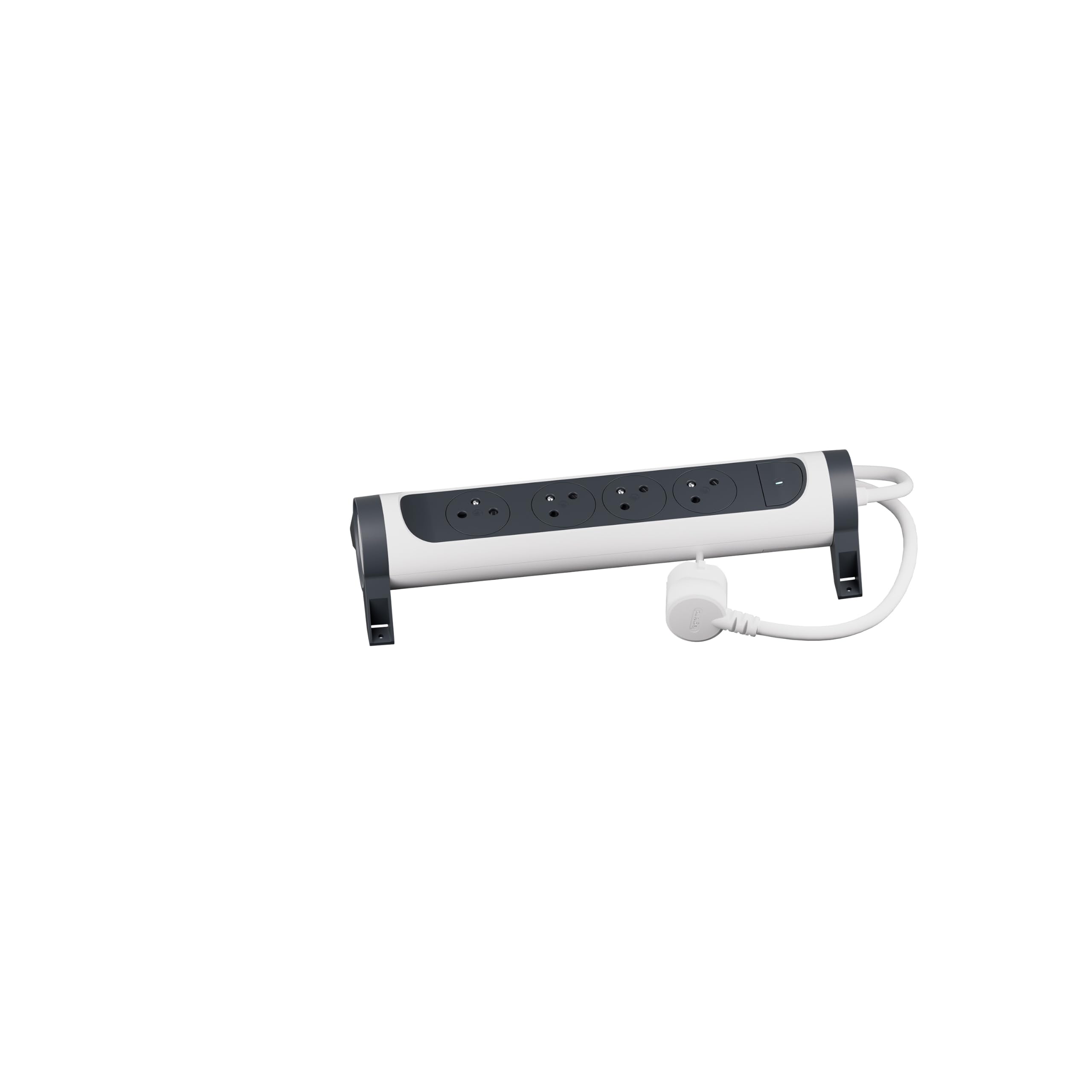 Legrand - Multiprise Rotative Avec Interrupteur à Voyant LED - 4 Prises Surface avec Terre - Cordon 3m - Blanc et Gris Foncé