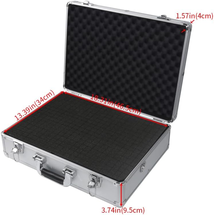 Miniatura 5 de AxiGear Estuche rígido de aluminio con inserto de espuma personalizable para bricolaje, 19 x 14 x 6 pulgadas (acabado cromado)