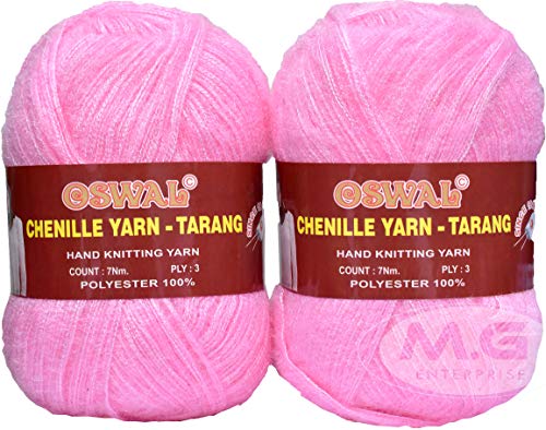 Image of M.G ENTERPRISE Os wal Tarang Knitting Wool Yarn, Soft Fancy Feather Wool Ball Pink 500 gm Best Used with Knitting Needles, Soft Fancy Wool Crochet NeedlesWool Yarn for Knitting.