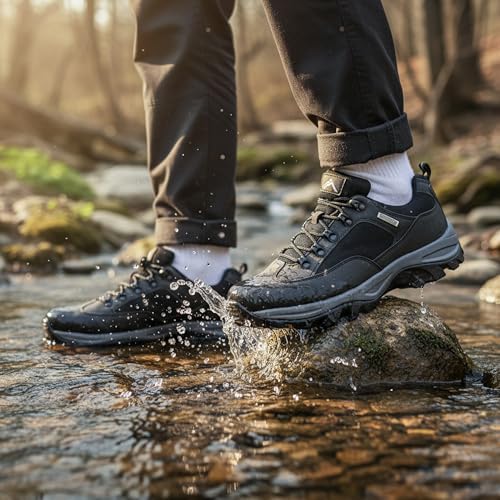Image of CC-Los Men's Waterproof Hiking Shoes Slip Resistant Work Shoes Durable Rubber Sole Outdoor Trekking Daily Work Brown Size 7-13.5