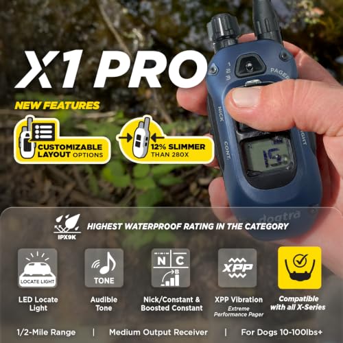 Image of Dogtra X1 PRO Remote Transmitter Only [New Edition] Compatible with 280X, 1900X, ARC-X E-Collars, 3 Layout Modes, 12% Slimmer, 1 /2 Mile Range, 100 Levels, IPX9K Waterproof, Boost, Safety Lock & Tone