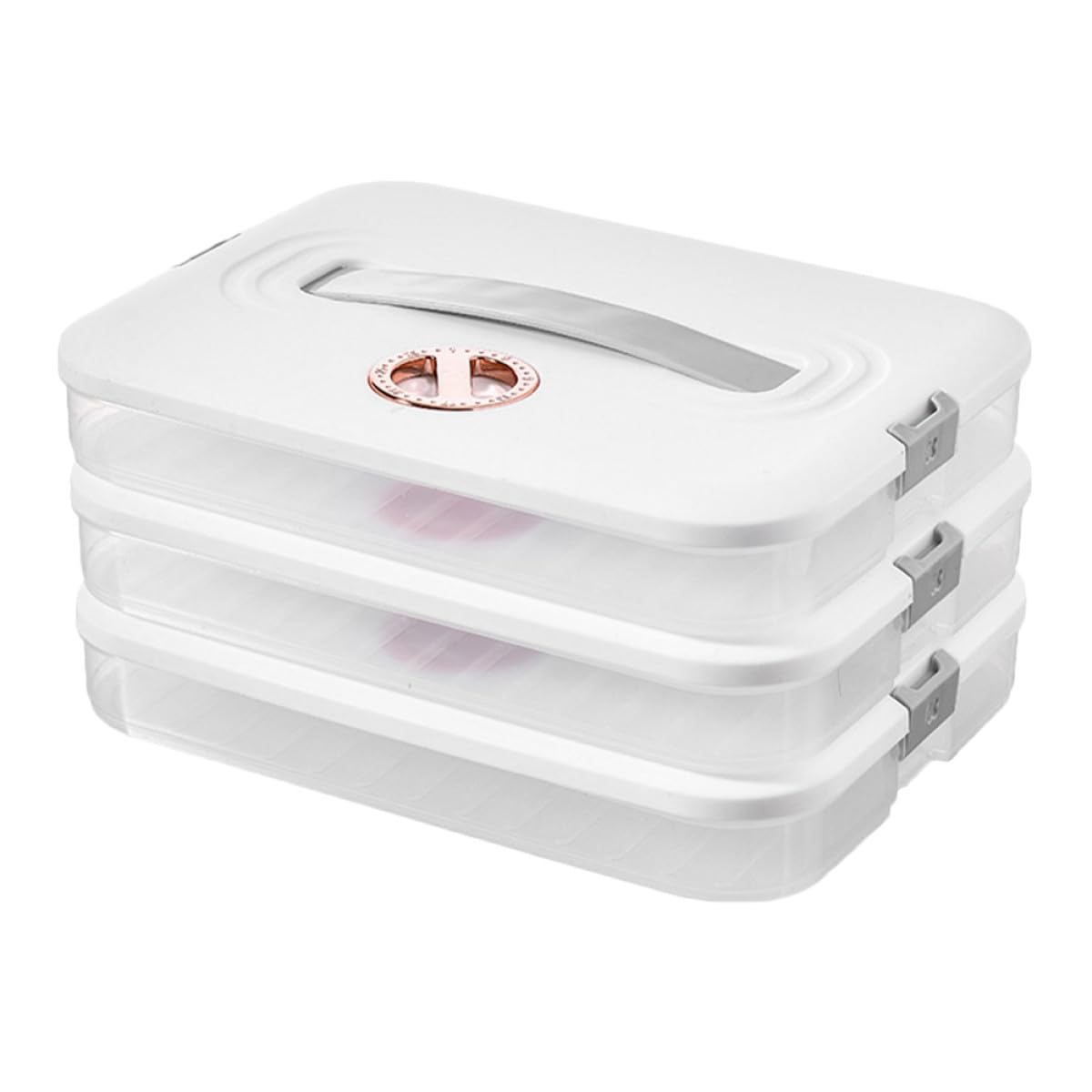 Caja de Almacenamiento para Comida con Tapa, Contenedor Apilable de 3 Capas, Material Pp de Color Claro, Cierre Hermético Antideslizante, para Refrigerador y Congelador,