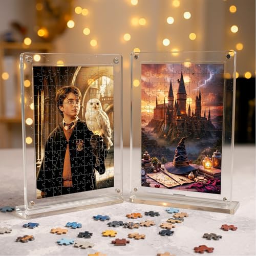 Image of Mini Leaves Harry Potter Miniature Acrylic Frame Jigsaw Puzzle 140 Pieces | Wizard Desk Decor with Display Frame | Premium Gift for Potter Fans & Puzzle Lovers