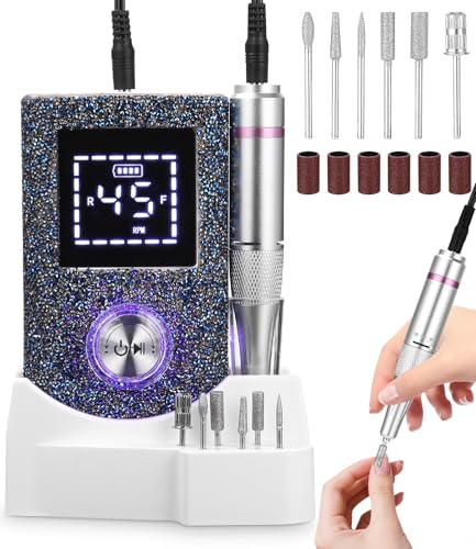 Torno para Uñas Profesional 45000 RPM,Torno de Uñas Inalambrico Pulidor Lima Electrica Uñas Portatil para Semipermanentes Acrilicas Manicura y Pedicura, Baja Vibración, Salón DIY,negro