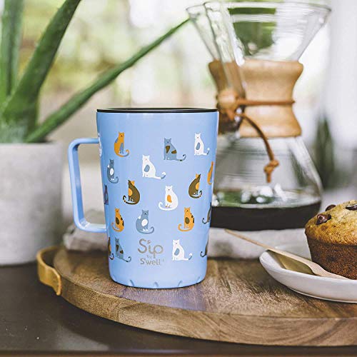 S'ip By S'well Stainless Steel Takeaway Mug - 15 Fl Oz - Purrfect Morning - Double-Layered Vacuum-Insulated Travel Mug Keeps Coffee,And Drinks Cold For 10 Hours And Hot For 2 - Bpa-Free Water Bottle #TOP4
