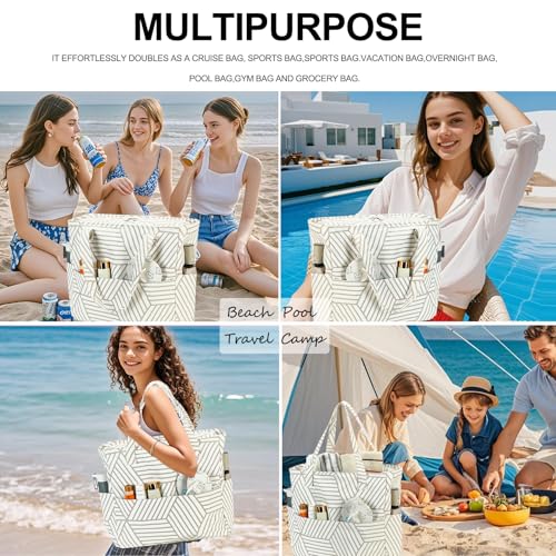 Image of Waterproof Beach Tote Pool Bags for Women Ladies Extra Large Gym Tote Carry On Bag With Wet Compartment for Weekender Travel