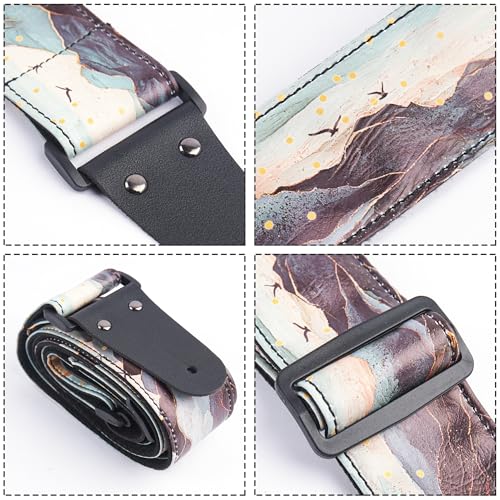 Image of Adjustable Guitar Strap Includes 2 Strap Locks & 2 Matching Picks & 1 Picks Holder & 1 leather Strap Button.