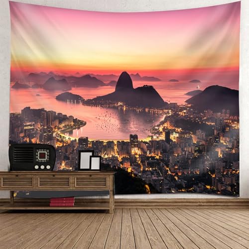 Tenture murale grande taille 300x256 paysage de mer tissu deco pour salon et chambre
