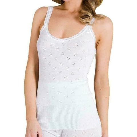 itronik New 100% Cotton Snowdrop Ladies Thermal Underwear-Vest, Plain Spencer Sleeveless Vest in White Made in The UK… (M) Cover