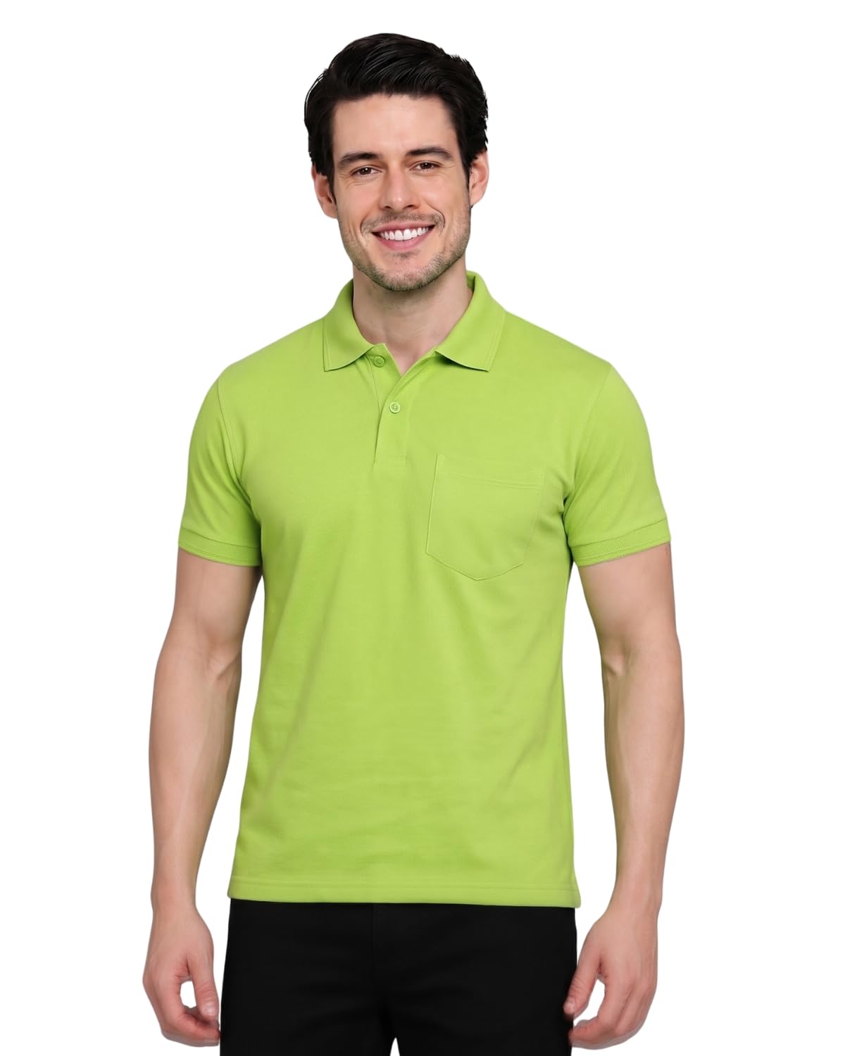 inkkr Men's Polo Neck Half Sleeve Cotton Blend Regular Fit T-Shirt With Pocket-picture-42