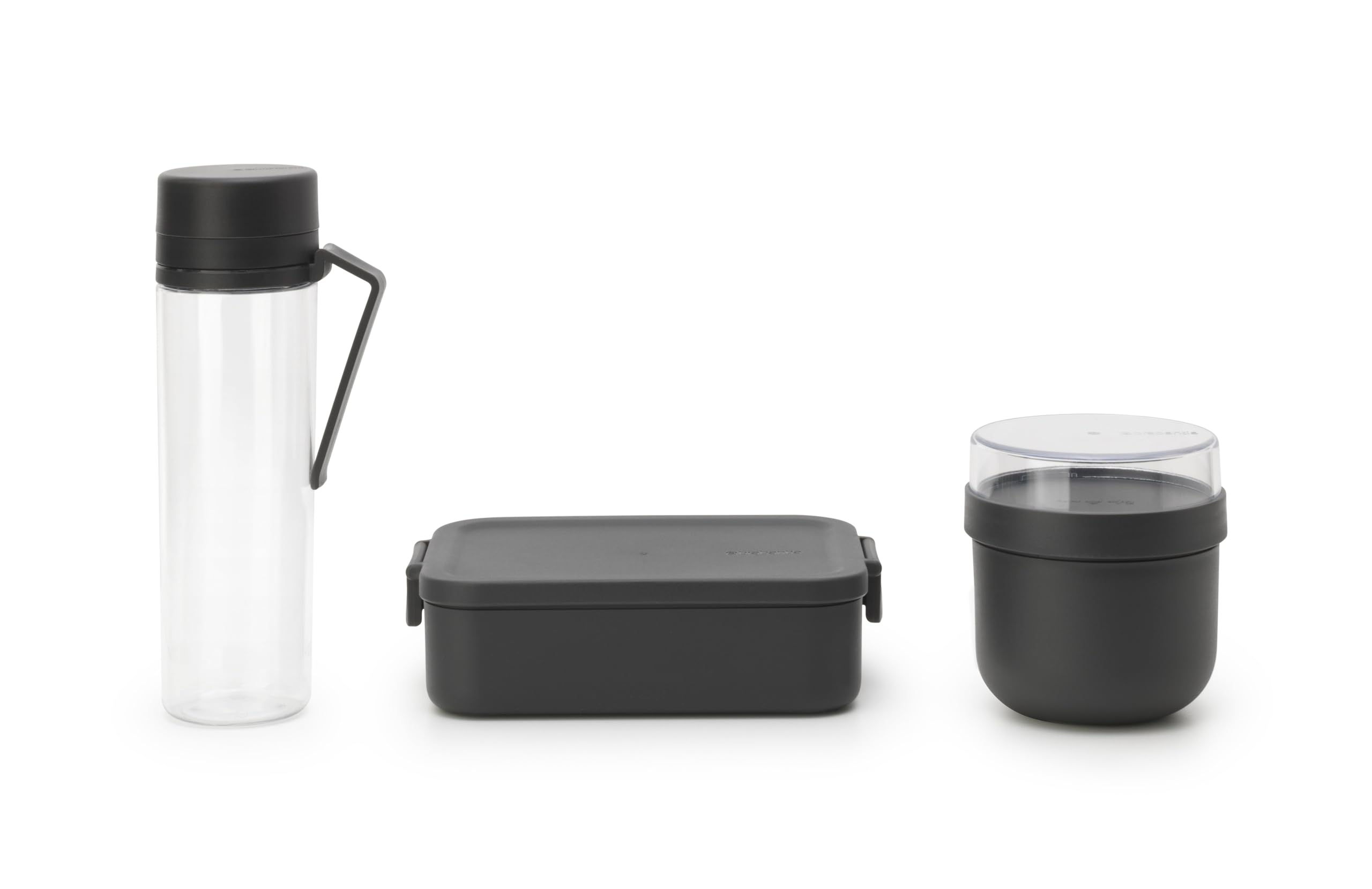 Brabantia Make & Take Breakfast & Lunch Set (Set of 3) Matching Water Bottle, Breakfast Bowl & Medium Lunch Box, BPA-Free, Travel To Go Meal Containers, Dishwasher Safe