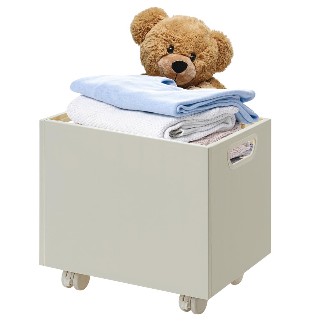 Solerconm Storage Boxes,Plastic Storage Box with Wheels Simple Student Book Storage Box Multifunctional Storage Organization (with casters, White)