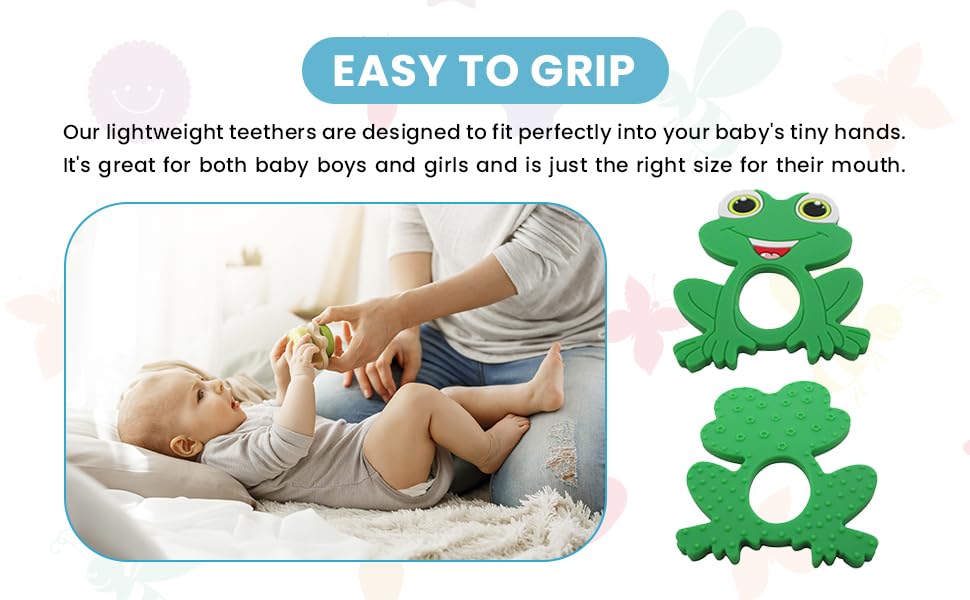 Image of Gadgetime USA Silicone Baby Teether - Frog Teething Relief Toys for Babies 3-36 Months, Toddlers, Girls & Boys - Stimulating & Soft Soothing - BPA Free