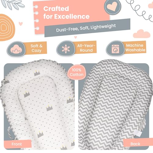 Image of Baby Lounger - Breathable & Soft Baby Lounger for Newborn 0-24 Months, Soft Portable Baby Lounger Pillow, Newborn Babies Essentials, Snuggle Lounger Me