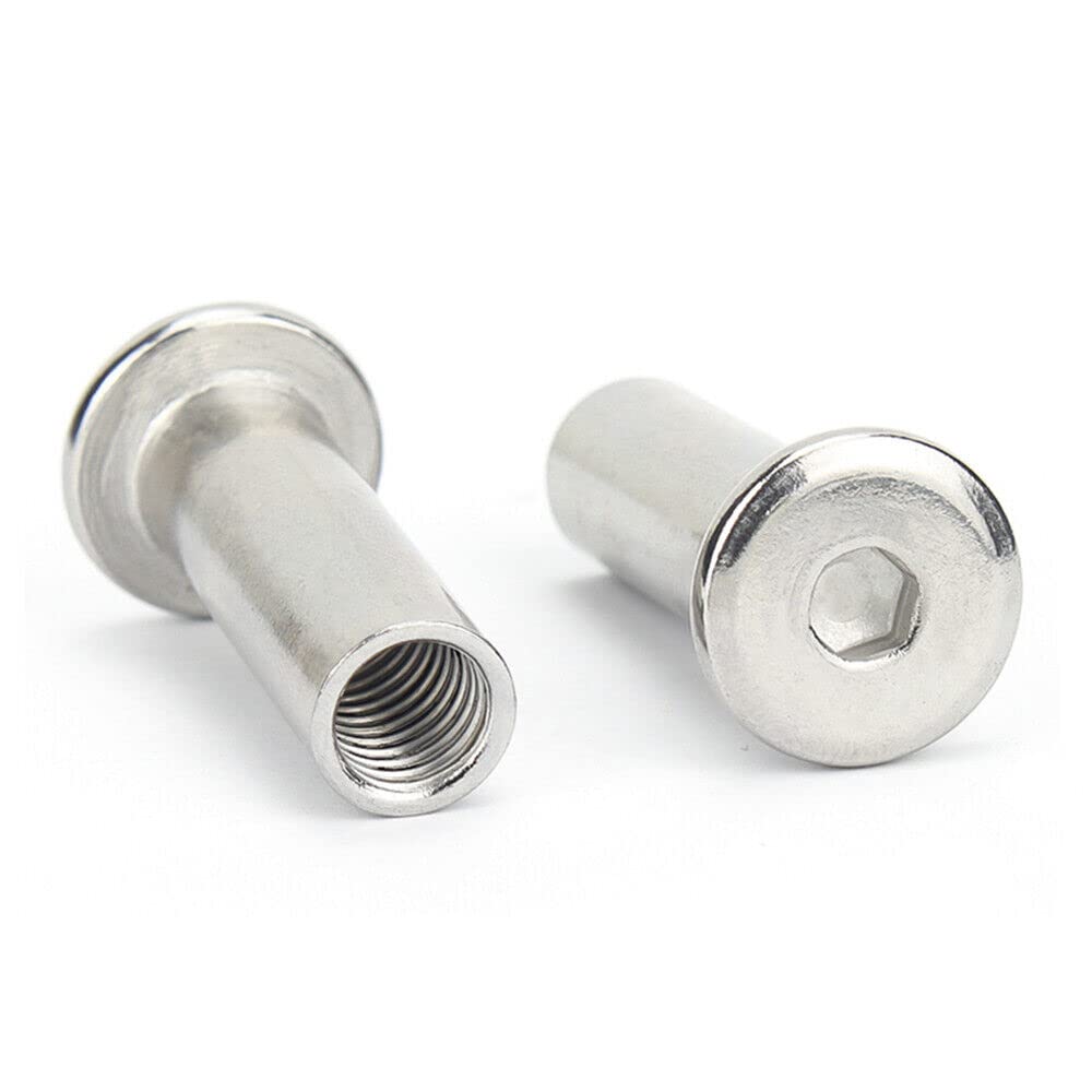 304 Stainless Steel Rivet Nut Hex Socket Furniture Connector Cap Nuts Barrel (M6 x 80mm,10)