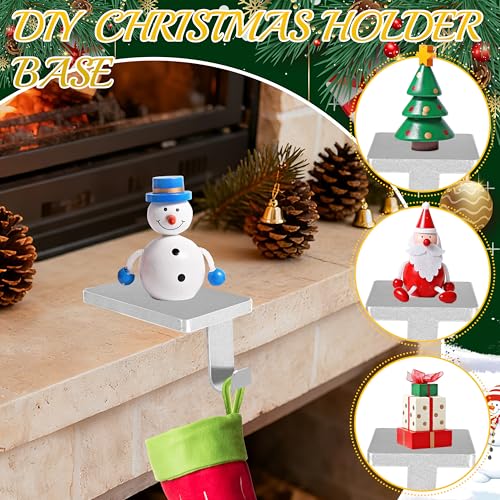 AMAZING TIME 4 Pcs Silver Christmas Metal Stocking Holders, Non-Slip Heavy Duty Mantle Hangers Weighted Iron Hooks for Fireplace Tabletop Shelf Xmas Holiday Decoration - Thumbnail 4