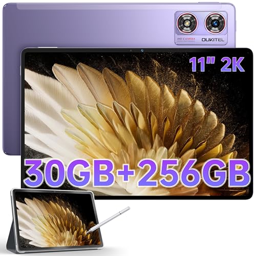 OUKITEL OT8 Tablet Android 14-8800mAh/18W Tablet con Lapiz, 30GB RAM+256GB ROM, 13MP+8MP Cámara, 2-Altavoces Tablets con Funda, GMS, Widevine L1, 5G WiFi, GPS, OTG, Dual SIM 4G - Violeta