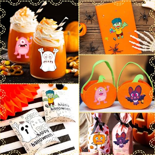 36 Sheets Halloween Pumpkin Craft Stickers Party Favors Make a Face Stickers Zombie Witch Vampire Ghost Bat Self Adhesive DIY Stickers for Halloween Kids Toddlers Classroom Treats Party Game Stickers - image 5