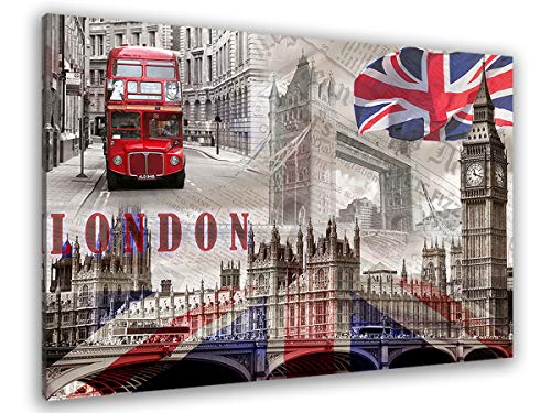HXA DECO - Decoration Murale, Decoration Chambre Art Mural Tableau Deco, Tableau London Graphique England - 80x50 cm