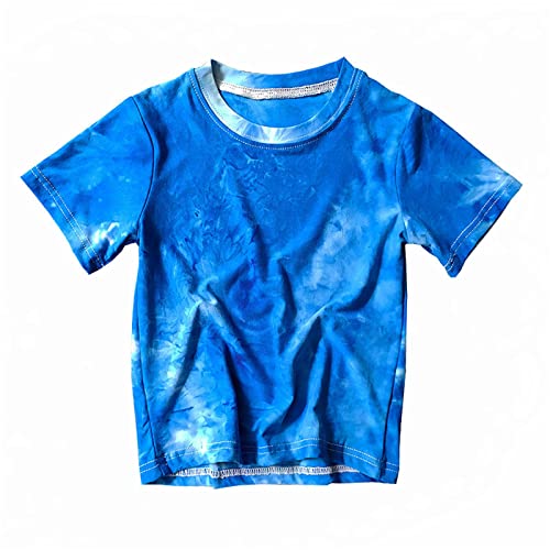 Camiseta infantil de gola redonda para bebês meninas verão com estampa tie-dye camiseta manga curta