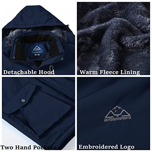 Rdruko Men's Waterproof Ski Jacket Warm Winter Snow Coat Mountain Hooded Outerwear(Navy, CA L) - Image 7