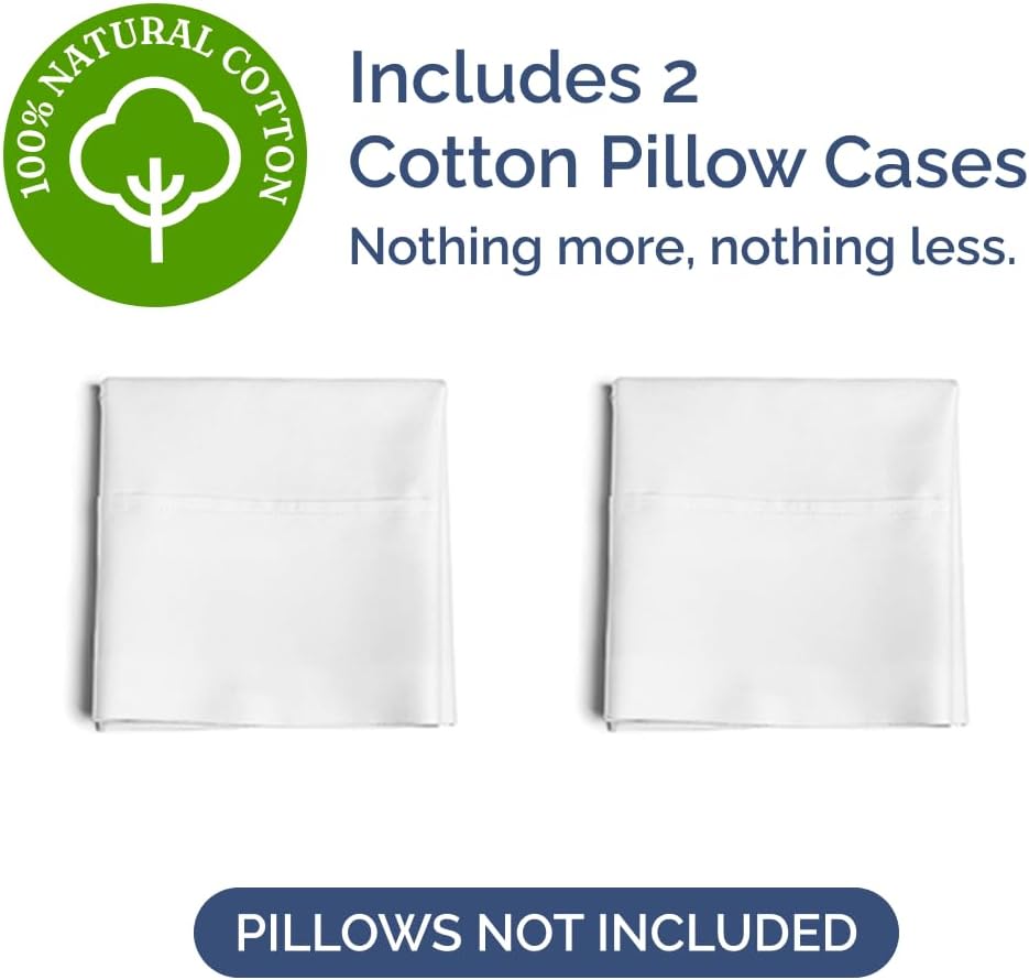 100% Cotton Pillow Cases King Size - Cooling, Breathable & Soft Pillowcase Covers Set of 2 - 400 Thread Count Cotton - Wrinkle & Fade Free - Machine Washable Protectors - Luxury Hotel Bedding - White