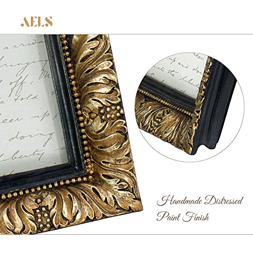 Aels 5X7 Inch Vintage Picture Frame, Elegant Antique Photo Frames With Glass Front, Photo Display, Tabletop Wall Hanging, Gift Ideas, Gold And Black, Flowers With Gold Beads #TOP4