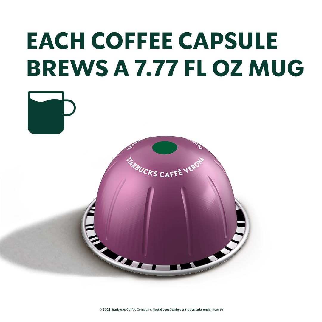 Starbucks by Nespresso Vertuo, Caffè Verona Dark Roast Coffee, 30-count Coffee Pods, Brews 7.8 oz.
