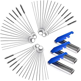 6 Set Carburetor Carbon Dirt Jet Remove Cleaner 39 Cleaning Wires Set + 30 Cleaning Needles + 15 Nylon Brushes for Motorcycle ATV Moped Welder Carb Chainsaw Spray Guns Welding Torch Tip Cleaner